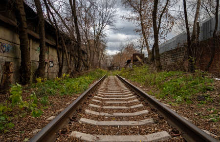Moscow, Russia - November 07, 2021: Preobrazhensky district, railroad trackのeditorial素材