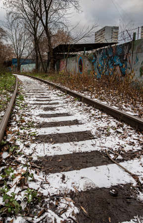 Moscow, Russia - November 14, 2021: Preobrazhensky district, railroad track. High quality photoのeditorial素材