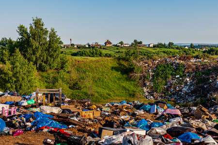 Mikhailov, Ryazan, Russia - July 15, 2020: dump near the settlement. High quality photo