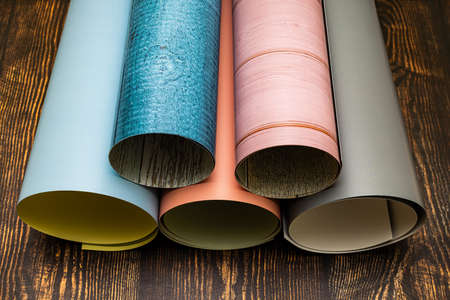 rolled colored paper roll used as a photophone. high quality photoの写真素材