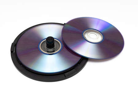 laser disc lying in a special package with a spindle in the center. high quality photo