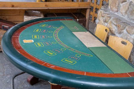 Moscow, Russia - April 20, 2022: old casino table. high quality photoのeditorial素材