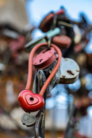 Moscow, Russia - April 20, 2022: heart shaped metal lock. high quality photoのeditorial素材