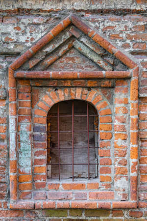 Moscow, Russia - April 20, 2022: old brick window. high quality photoのeditorial素材