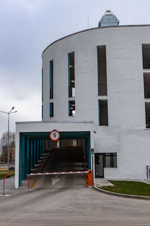 Moscow, Russia - May 01, 2022: entrance to the multi-level car park. high quality photo