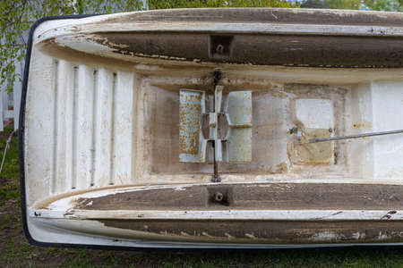 rowing catamaran is under repair on land. high quality photoの写真素材