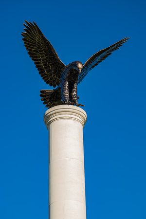 Moscow, Russia - July 01, 2022: stone eagle figurine. high quality photoのeditorial素材