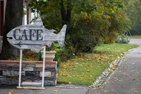 entrance to the street cafe in the park. cafe entranceの写真素材