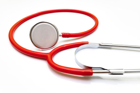 medical stethoscope on white background close up. stethoscope on white background.の写真素材