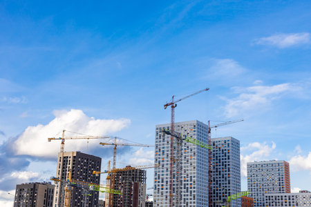 Moscow, Russia - March 06, 2023: construction of a residential complex. residential complex.のeditorial素材