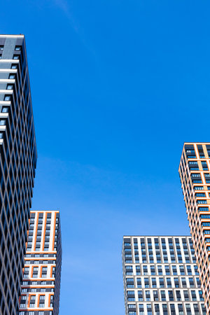 Moscow, Russia - March 20, 2023: fragment of a modern house against the sky. high quality photoのeditorial素材