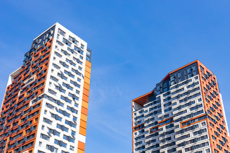 modern high-rise residential building. modern housesのeditorial素材