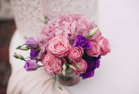 Wonderful luxury wedding bouquet of different flowers.の写真素材