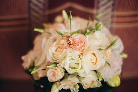 Wonderful luxury wedding bouquet of different flowers.の写真素材