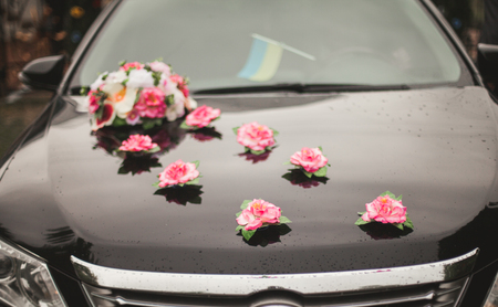 Wonderful luxury wedding bouquet of different flowers.の写真素材