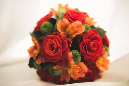 Beautiful luxury wedding bouquet of different flowers.の写真素材