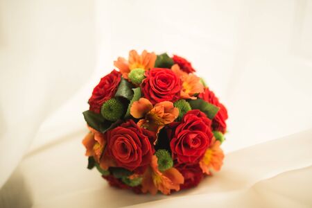 Beautiful luxury wedding bouquet of different flowers.の写真素材