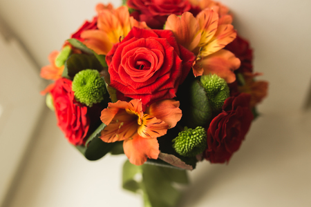 Beautiful luxury wedding bouquet of different flowers.の写真素材