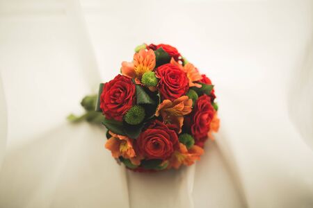 Beautiful luxury wedding bouquet of different flowers.の写真素材