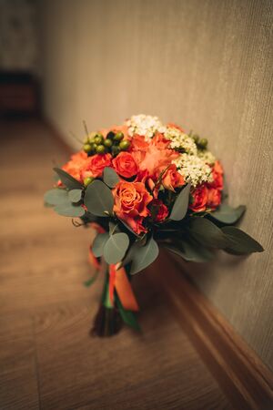 Wonderful luxury wedding bouquet of different flowers.の写真素材