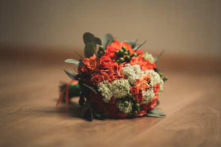 Wonderful luxury wedding bouquet of different flowers.の写真素材