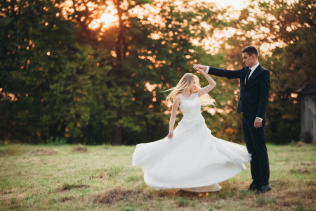 Beautiful romantic wedding couple of newlywedsの写真素材