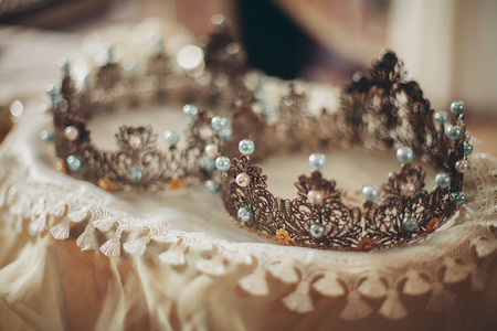 Elegant wedding crown or tiaraの写真素材