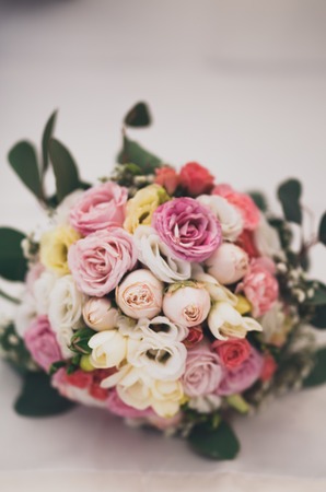 Wedding perfect bridal bouquet of different flowers.の写真素材