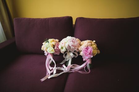 Wonderful luxury wedding bouquet of different flowers.の写真素材