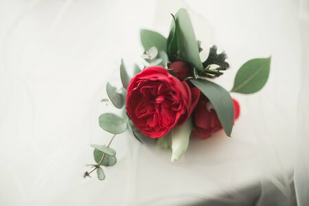 Wedding perfect bridal bouquet of different flowers.の写真素材
