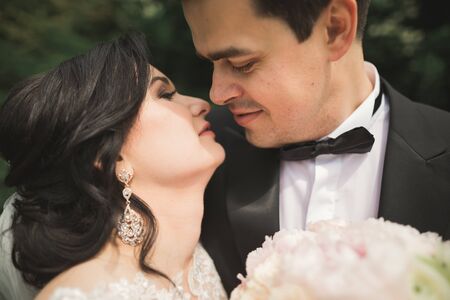 Close up of a nice young wedding couple.