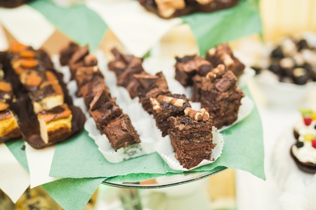 Delicious wedding reception candy bar dessert table.の写真素材