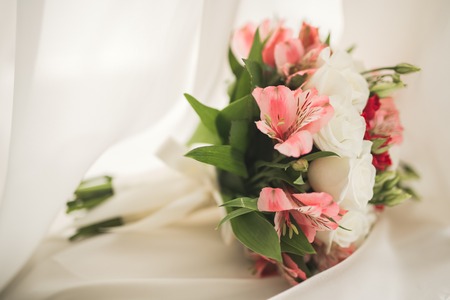 Wonderful luxury wedding bouquet of different flowersの写真素材