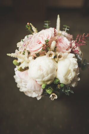 Wonderful luxury wedding bouquet of different flowersの写真素材