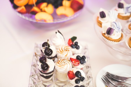 Buffet with a variety of delicious sweets, food ideas, celebrationの写真素材