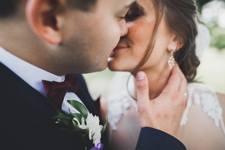 Close up of a nice young wedding coupleの写真素材