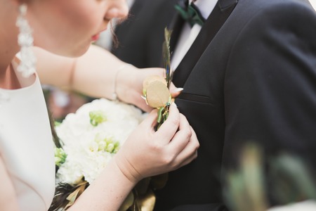 Wonderful luxury wedding bouquet of different flowers