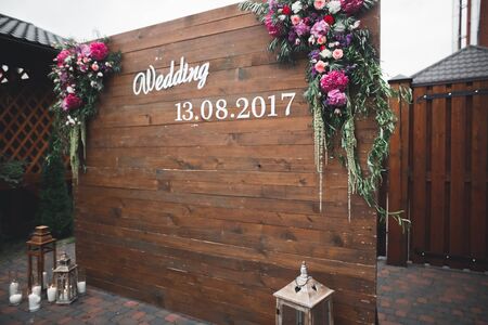 Decorations for the wedding ceremony. Beautiful flowers.の写真素材