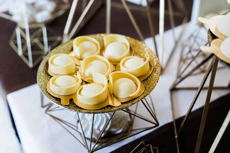 Delicious wedding reception candy bar dessert tableの写真素材