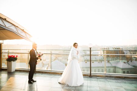 Young happy couple running to meet each otherの写真素材
