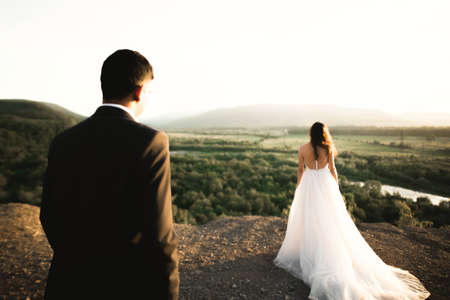 Close up of a nice young wedding coupleの写真素材