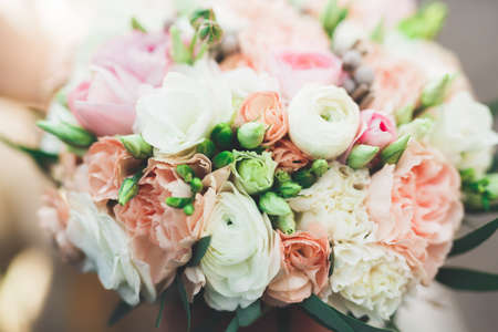 Wonderful luxury wedding bouquet of different flowersの写真素材