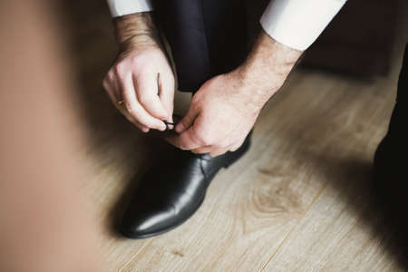Set of mans fashion shoes and accessoriesの写真素材