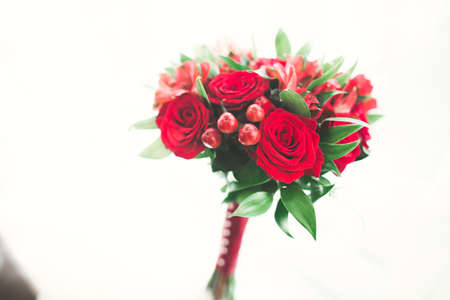 Wonderful luxury wedding bouquet of different flowers