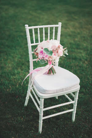Wonderful luxury wedding bouquet of different flowersの写真素材