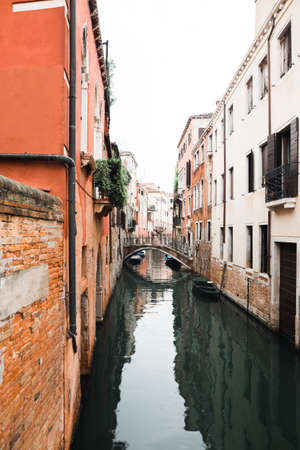 Wedding couple on the nature is hugging each other. Beautiful model girl in white dress. Man in suit.Venice, Italyの写真素材