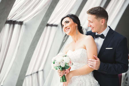 Close up of a nice young wedding coupleの写真素材