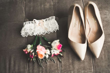 Wonderful luxury wedding bouquet of different flowersの写真素材