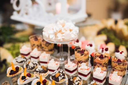Buffet with a variety of delicious sweets, food ideas, celebrationの写真素材
