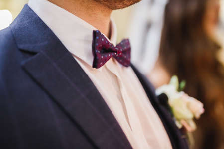 Wedding couple bide and groom get married in a churchの写真素材